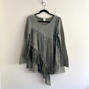 The Collection Royal Lagenlook Green Knit Layered Sweater Tunic Womens Small